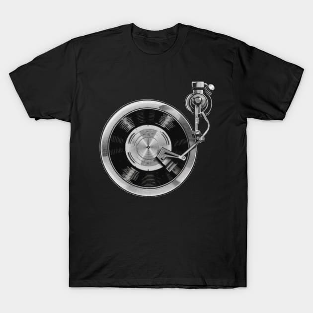 DJ Turntable, Playing Vinyl Record Photo T-Shirt by Aldrvnd